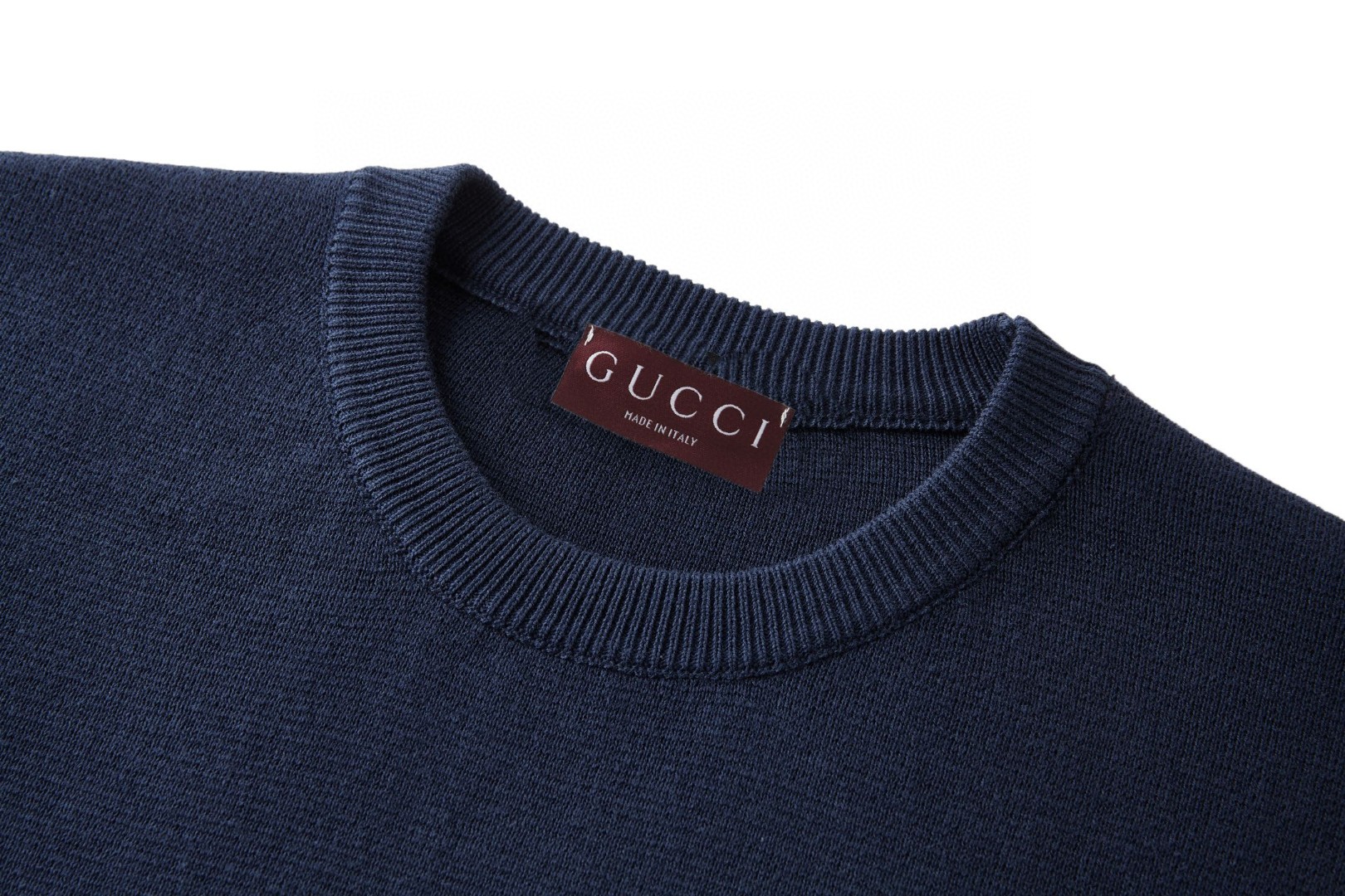 GUCCI 古驰 刺绣双G标识圆领针织衫 短袖 夏季 藏蓝色 B0