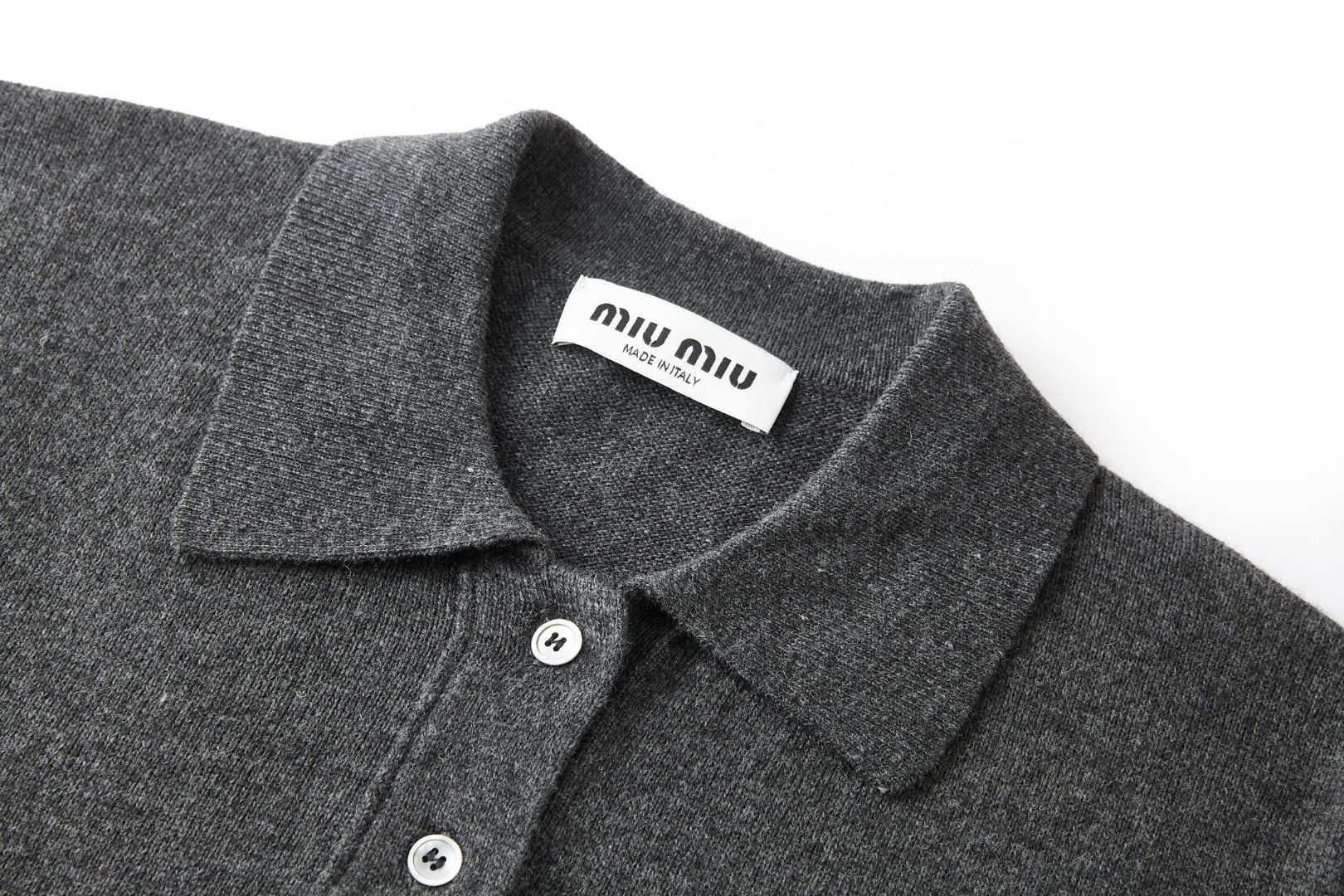 MIU MIU 字母徽标针织Polo衫 短袖 T恤 夏季 女款 灰色 B0 MML01V-19DJ-F0480-S-OOO