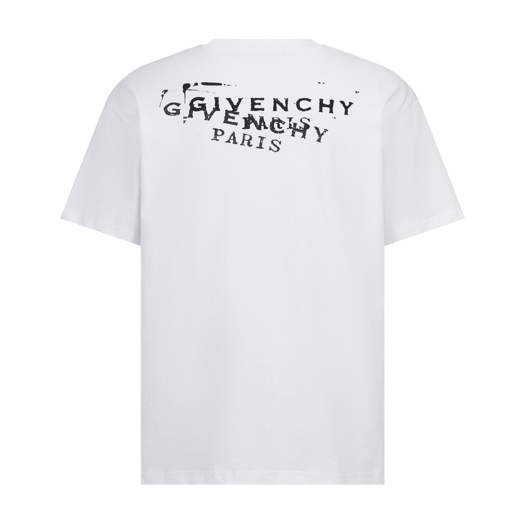 Givenchy 纪梵希 错视印花标识圆领短袖 T恤  夏款 男女同款 白色 黑色 A0 BM71NK3YSA-100