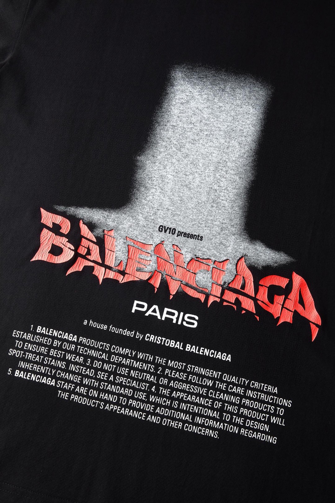 Balenciaga 巴黎世家 光柱印花圆领短袖 T恤 夏季 黑色 A0 850345TUVO41000