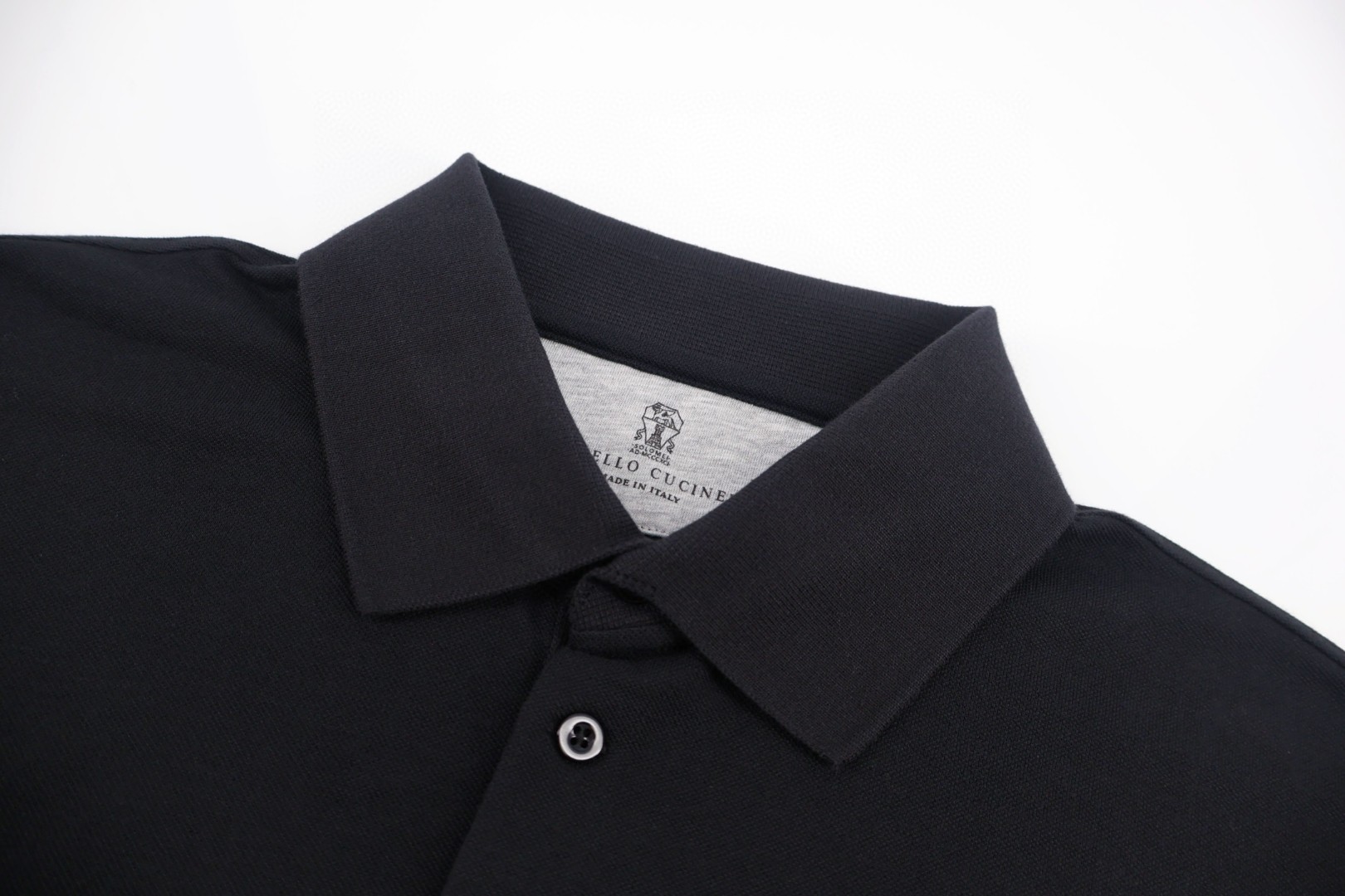 Brunello Cucinelli BC 徽标刺绣Polo衫 短袖 T恤 黑色 B0