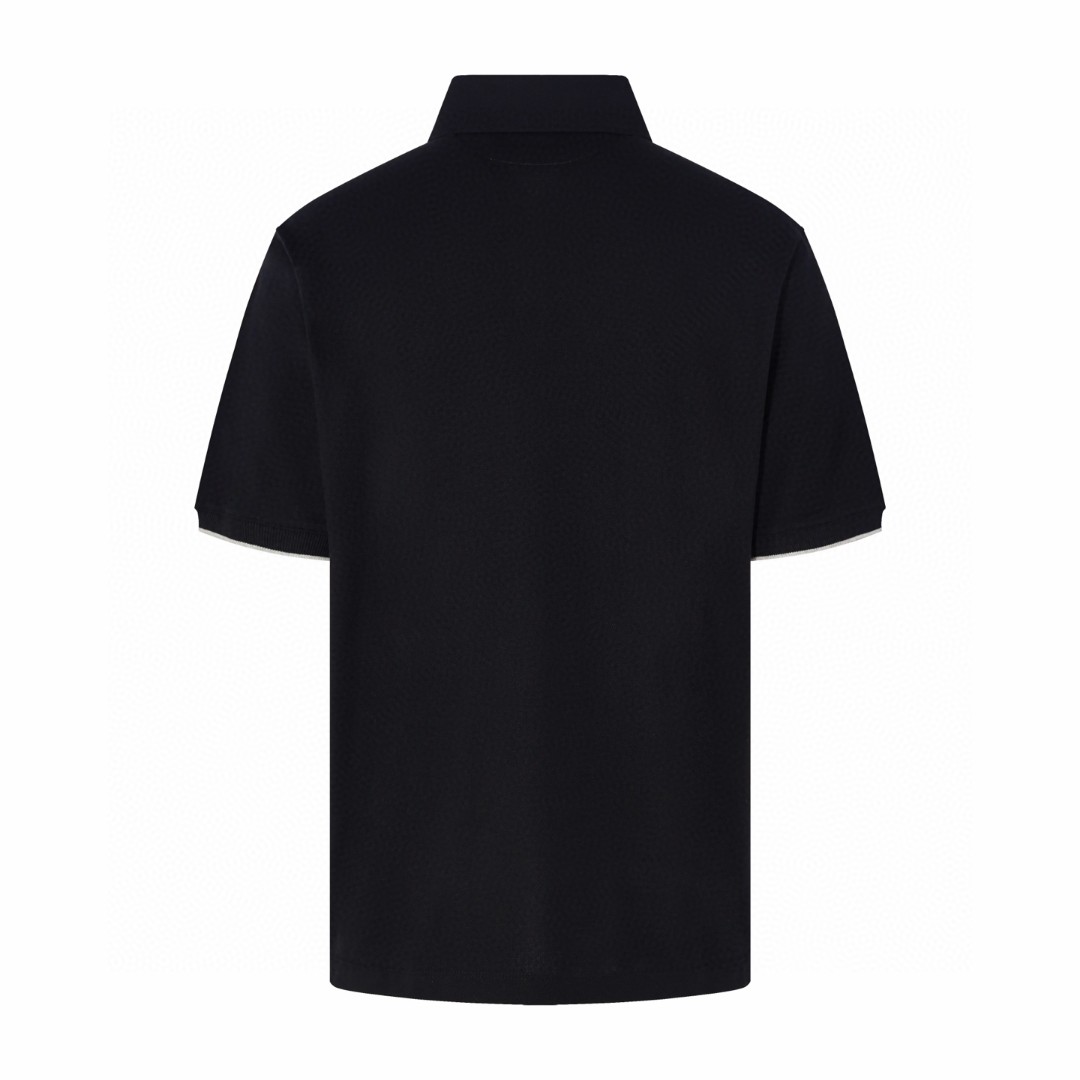 Brunello Cucinelli BC 徽标刺绣Polo衫 短袖 T恤 黑色 B0