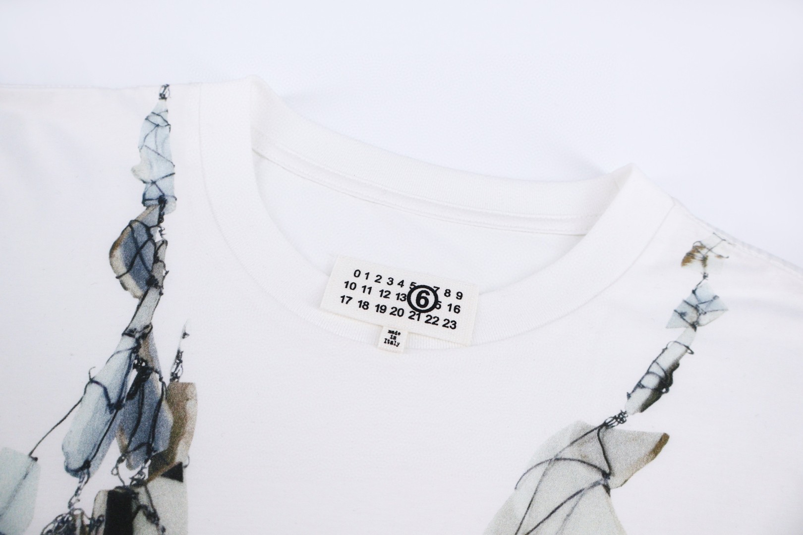 Maison Margiela 马吉拉 破碎磁盘印花圆领短袖 T恤 套头 夏季 白色 A0 SH0GC0056S24312101