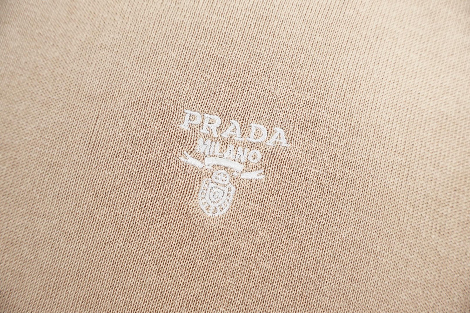 PRADA 普拉达 海鸥领老钱风针织Polo衫 针织衫 短袖 杏色 蓝色 B0 UMB814-1451-F0008-S-OOO