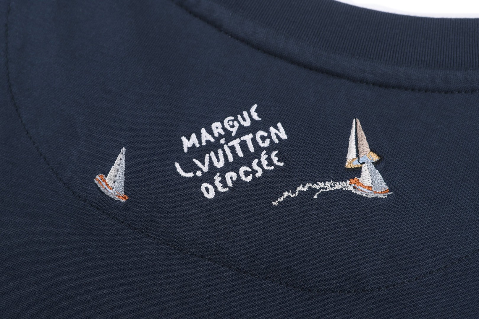 LOUIS VUITTON 路易威登 帆船刺绣圆领短袖 T恤 夏款 蓝色 A0 1AHW58