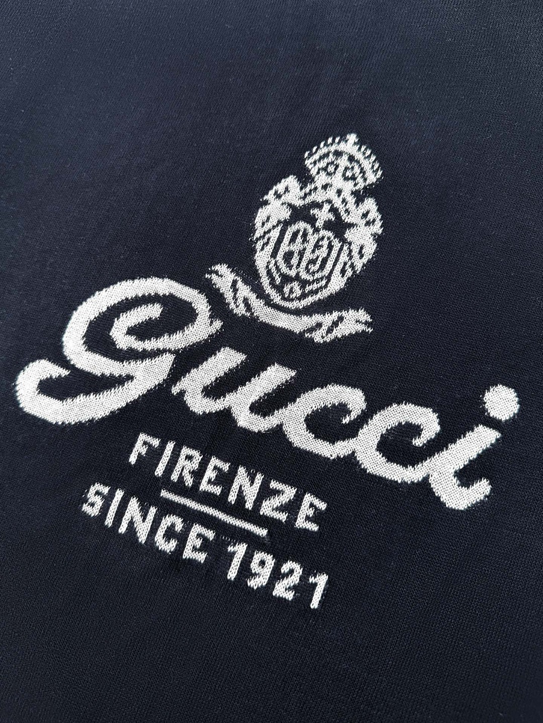 GUCCI 古驰 字母拼色嵌花针织衫短袖 T恤 夏季 藏蓝色 A7 851828-XKFC8-4041