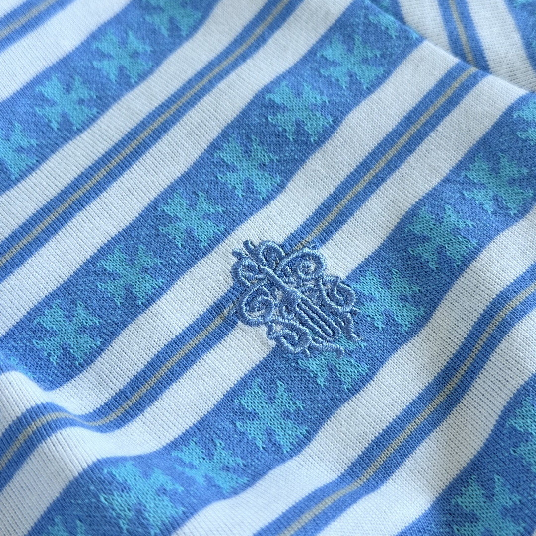Chrome Hearts 克罗心 色织满印条纹圆领短袖 T恤 蓝色 粉色 黑色 绿色 A0 CH-036009158