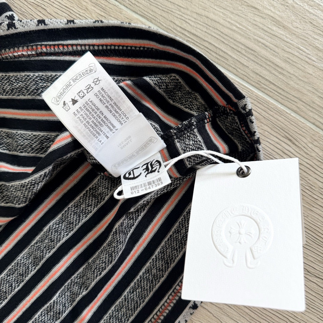 Chrome Hearts 克罗心 色织满印条纹圆领短袖 T恤 蓝色 粉色 黑色 绿色 A0 CH-036009158