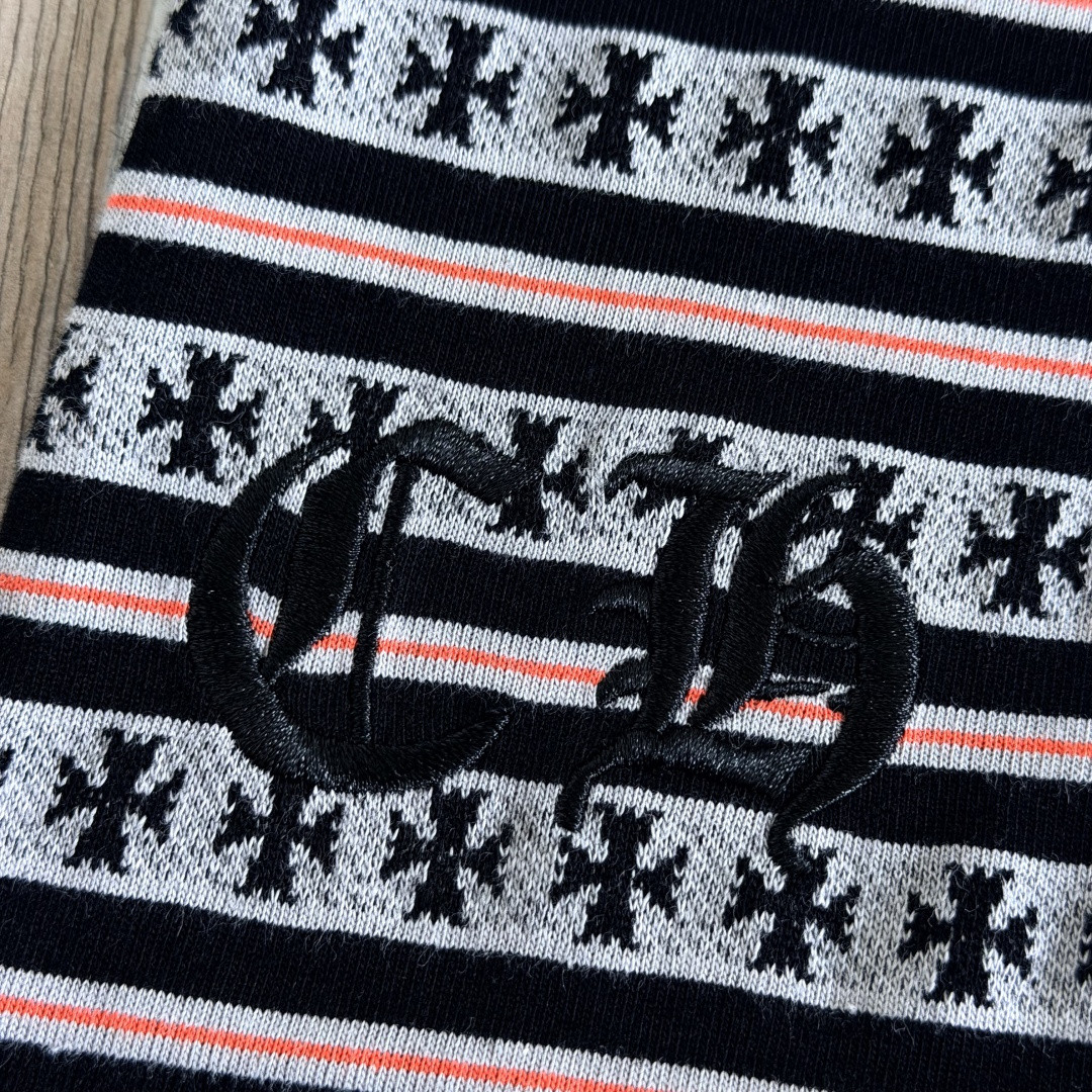 Chrome Hearts 克罗心 色织满印条纹圆领短袖 T恤 蓝色 粉色 黑色 绿色 A0 CH-036009158