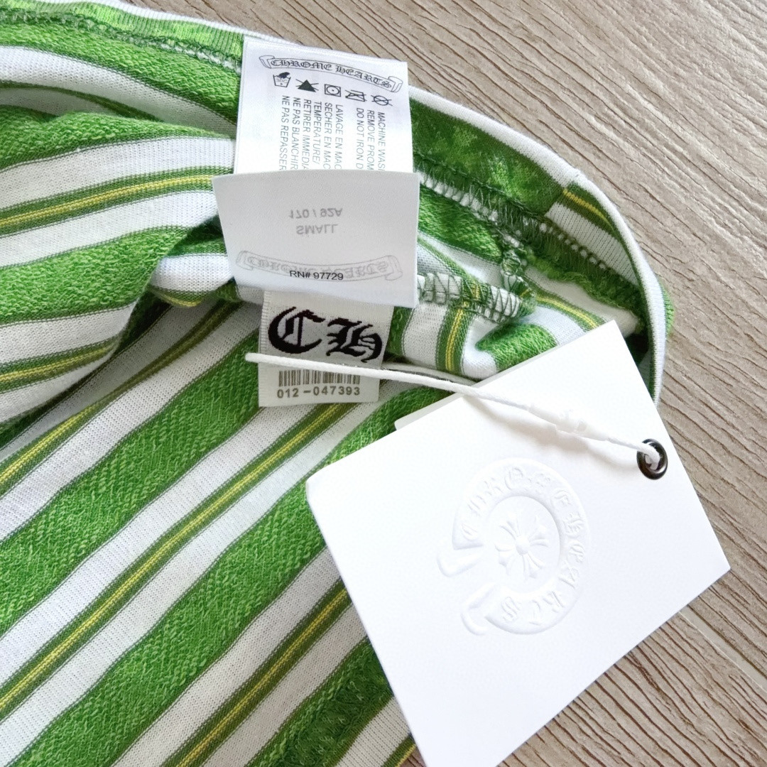 Chrome Hearts 克罗心 色织满印条纹圆领短袖 T恤 蓝色 粉色 黑色 绿色 A0 CH-036009158