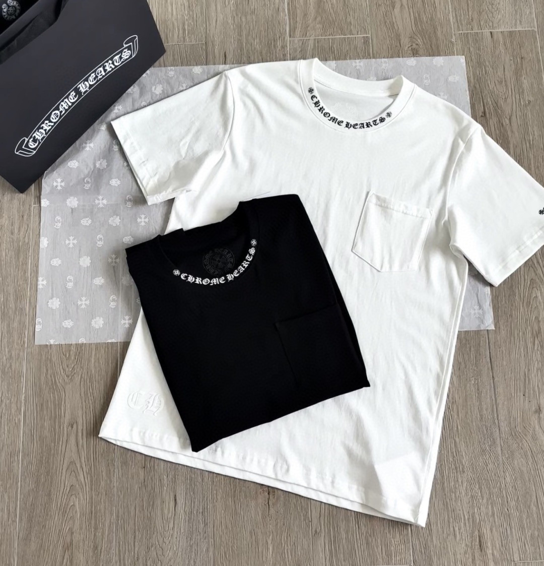 Chrome Hearts CH 克罗心 简约领口梵文圆领短袖 T恤 A0 黑色 白色