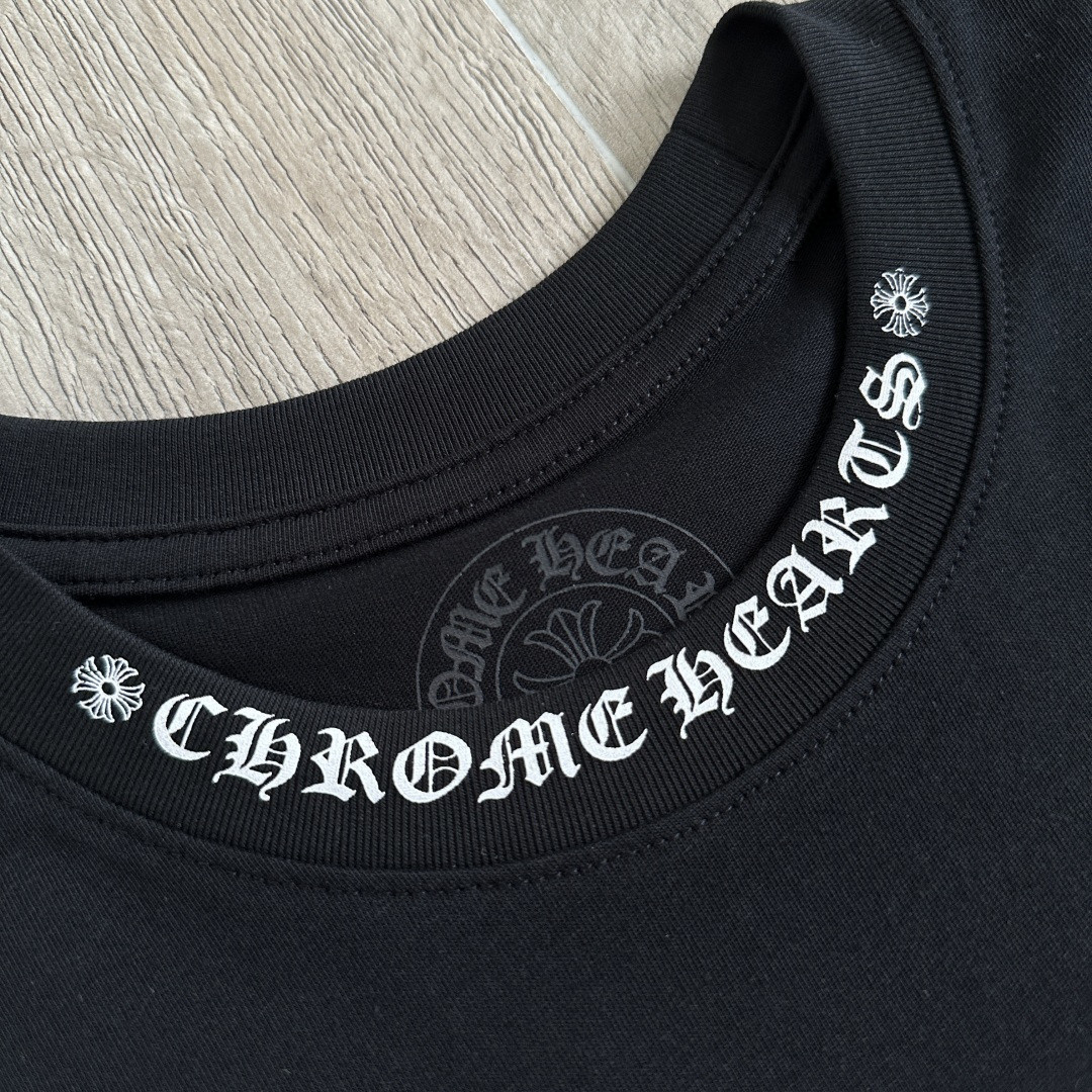 Chrome Hearts CH 克罗心 简约领口梵文圆领短袖 T恤 A0 黑色 白色