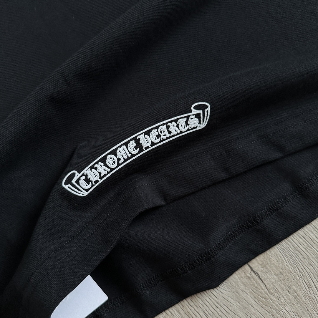 Chrome Hearts CH 克罗心 简约领口梵文圆领短袖 T恤 A0 黑色 白色