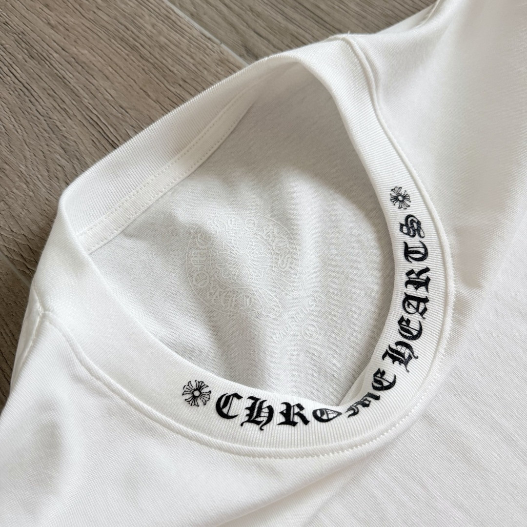 Chrome Hearts CH 克罗心 简约领口梵文圆领短袖 T恤 A0 黑色 白色