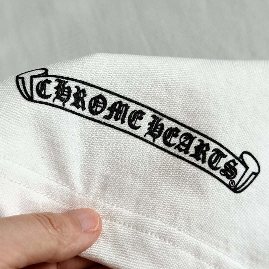 Chrome Hearts CH 克罗心 简约领口梵文圆领短袖 T恤 A0 黑色 白色
