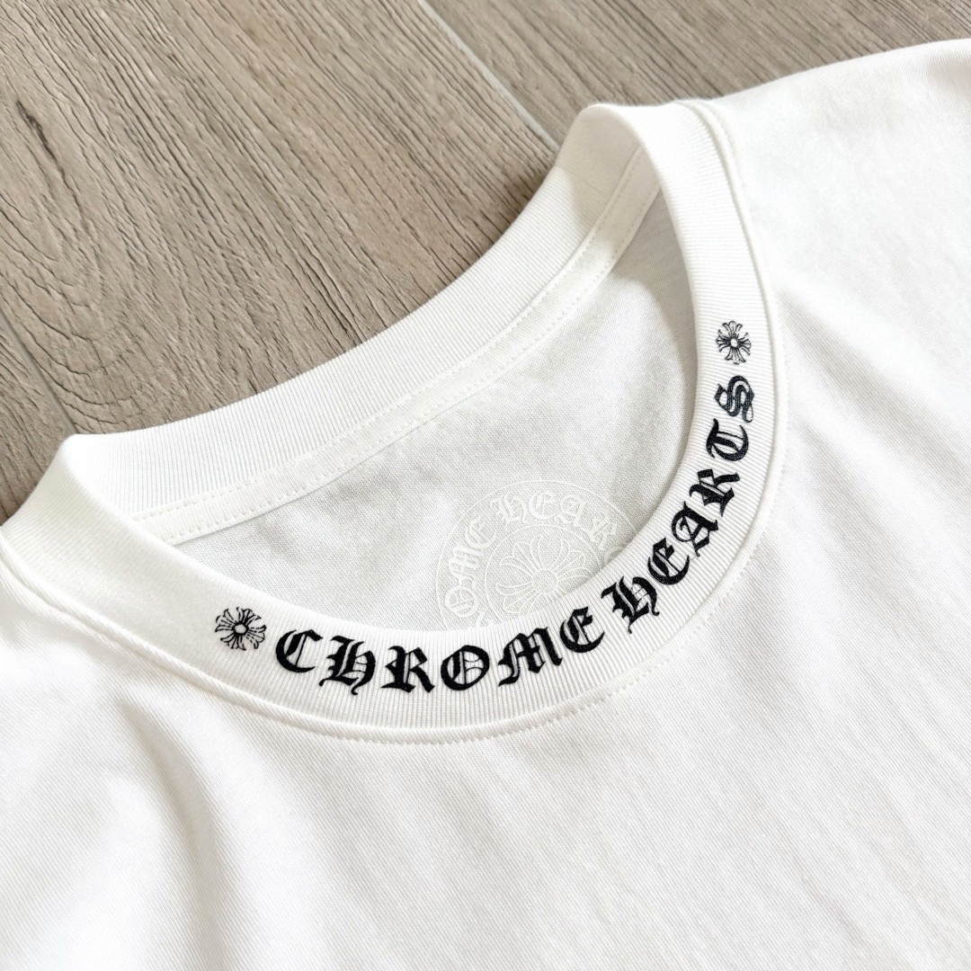 Chrome Hearts CH 克罗心 简约领口梵文圆领短袖 T恤 A0 黑色 白色
