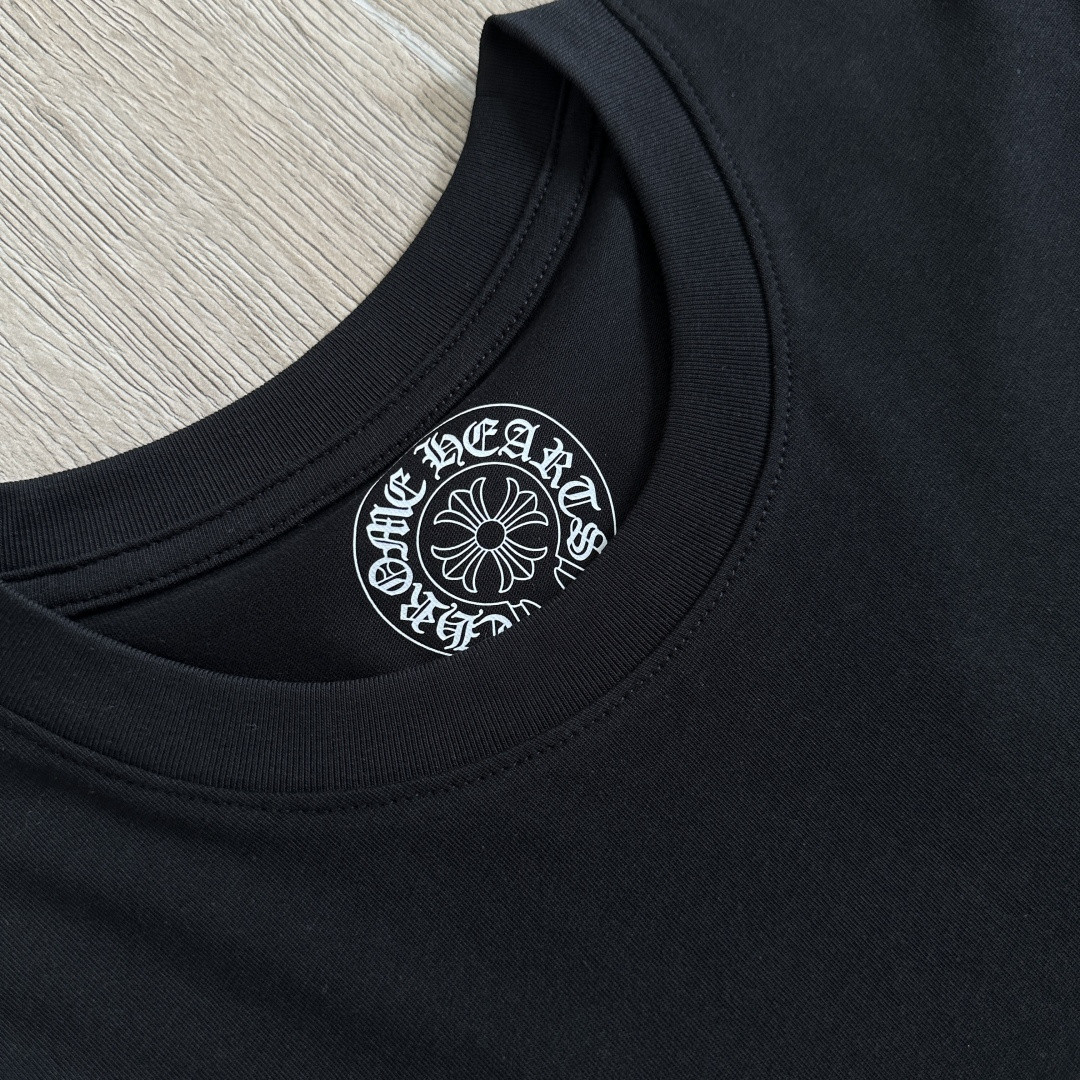 ]Chrome Hearts 克罗心 CH 宝剑藤蔓烫银梵文圆领长袖T恤 黑色 白色