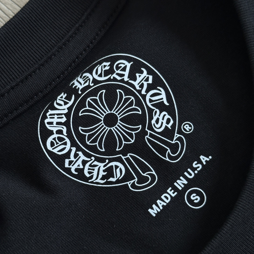 ]Chrome Hearts 克罗心 CH 宝剑藤蔓烫银梵文圆领长袖T恤 黑色 白色