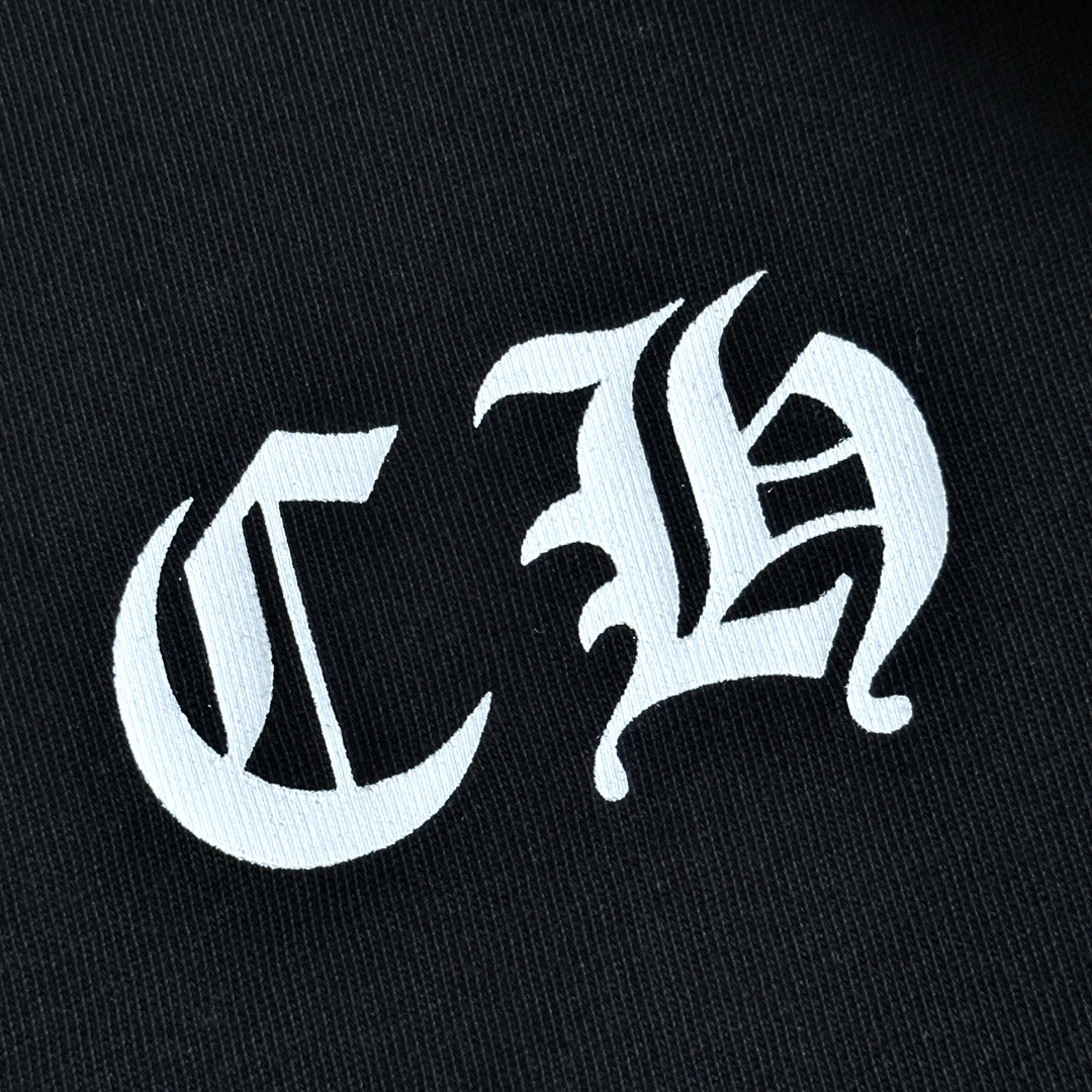 ]Chrome Hearts 克罗心 CH 宝剑藤蔓烫银梵文圆领长袖T恤 黑色 白色