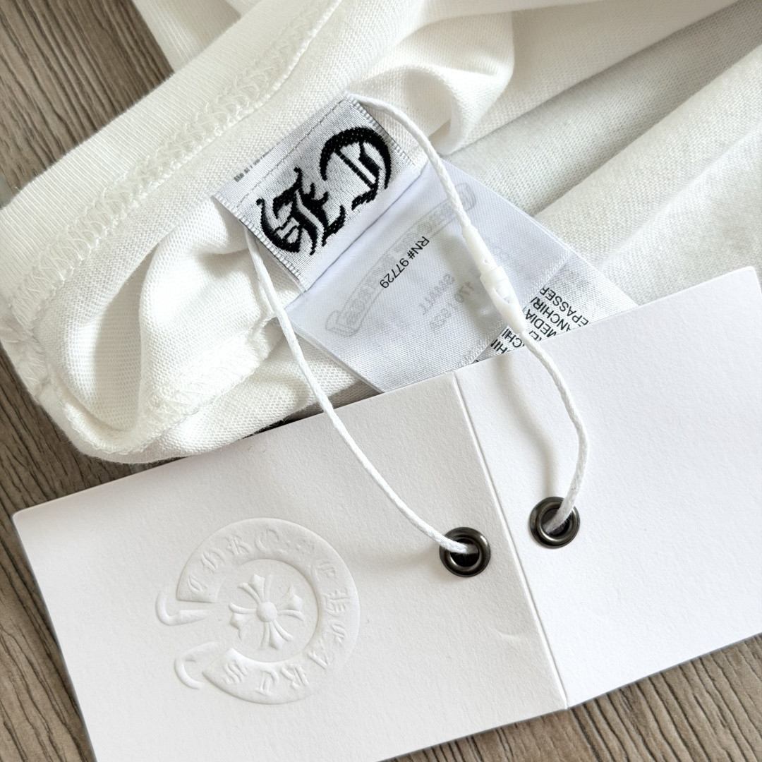 ]Chrome Hearts 克罗心 CH 宝剑藤蔓烫银梵文圆领长袖T恤 黑色 白色