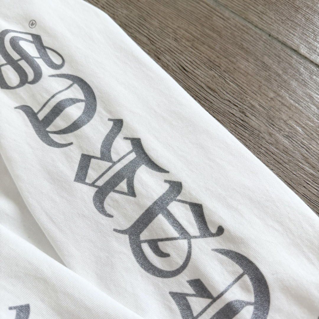 ]Chrome Hearts 克罗心 CH 宝剑藤蔓烫银梵文圆领长袖T恤 黑色 白色