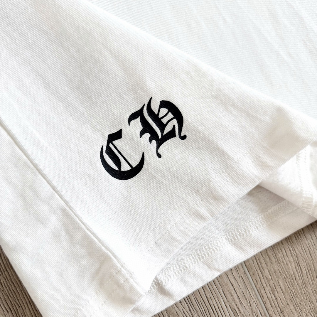 ]Chrome Hearts 克罗心 CH 宝剑藤蔓烫银梵文圆领长袖T恤 黑色 白色