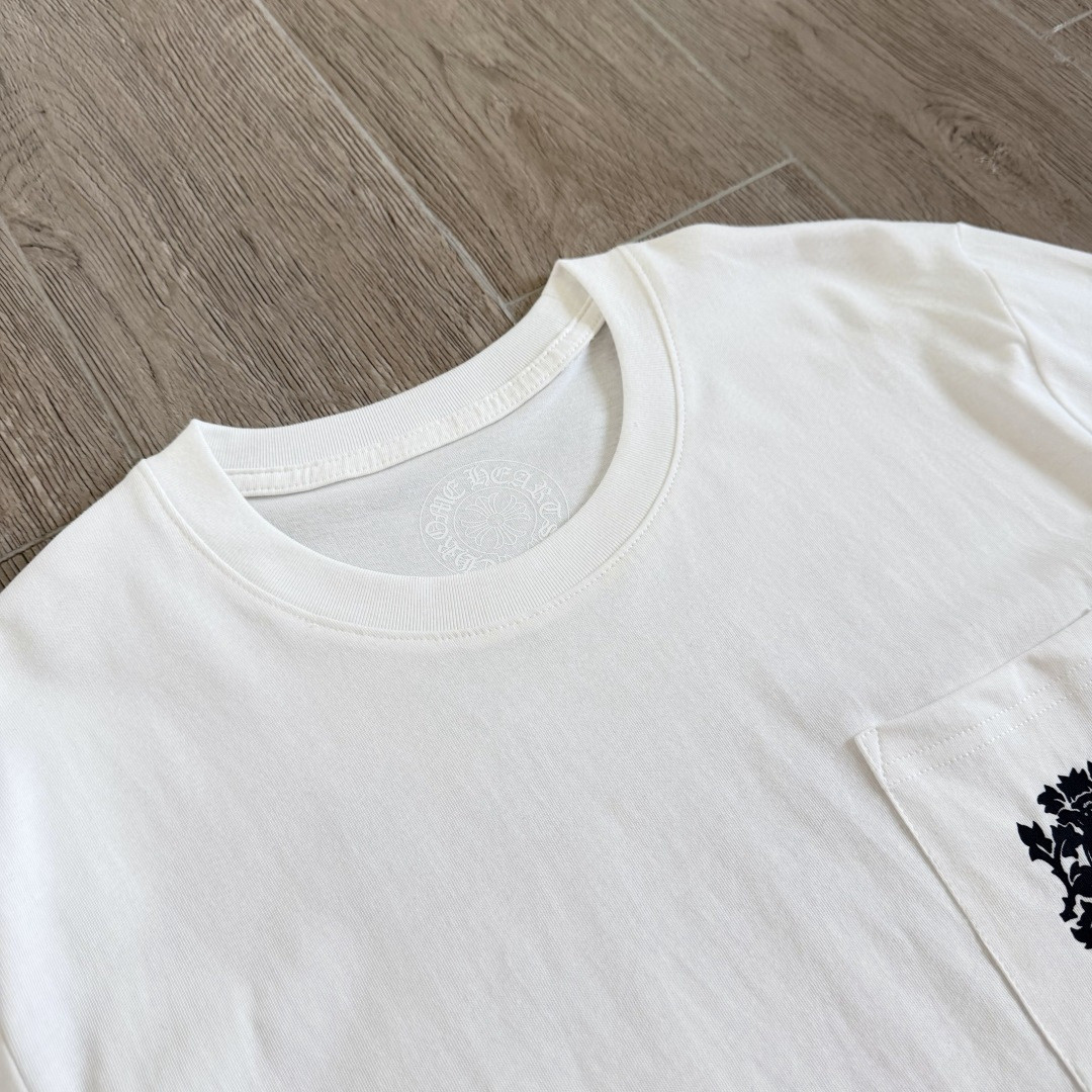 ]Chrome Hearts 克罗心 CH 宝剑藤蔓烫银梵文圆领长袖T恤 黑色 白色