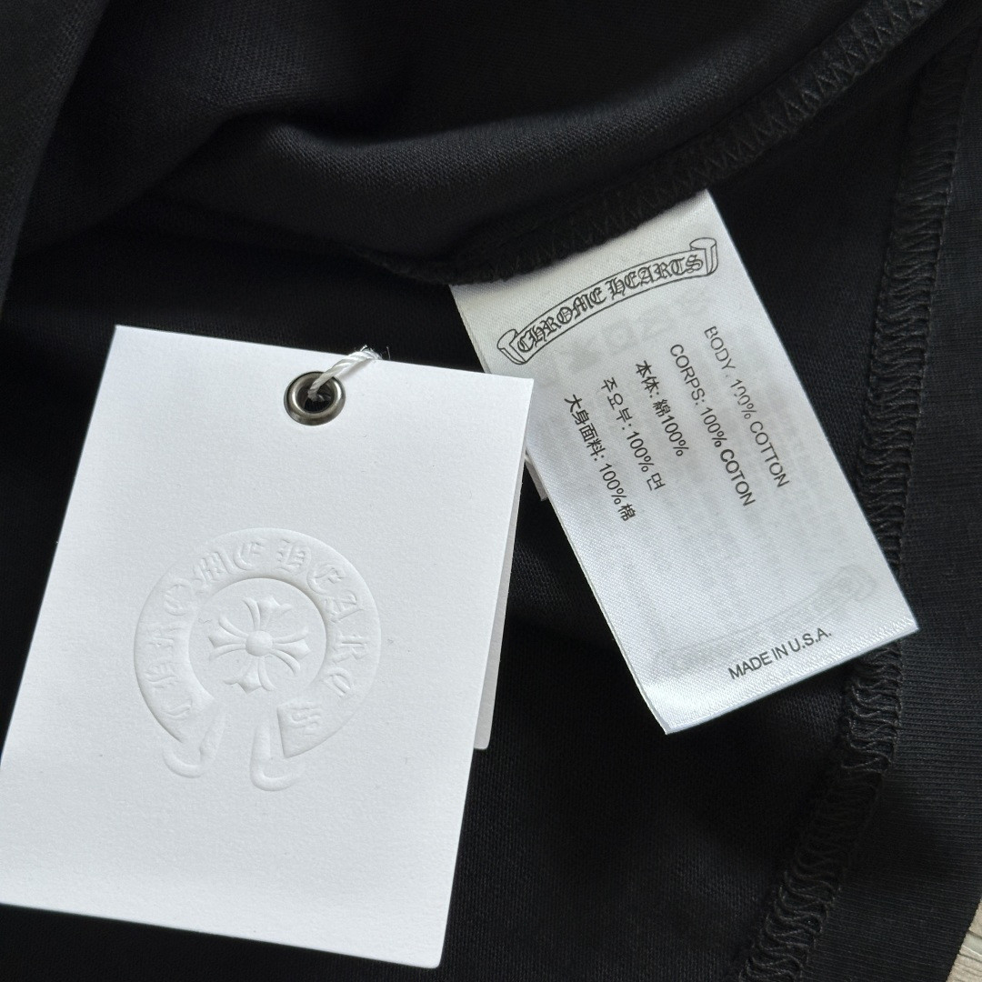 Chrome Hearts 克罗心 CH 宝剑藤蔓条纹撞色梵文圆领长袖T恤 黑橙色