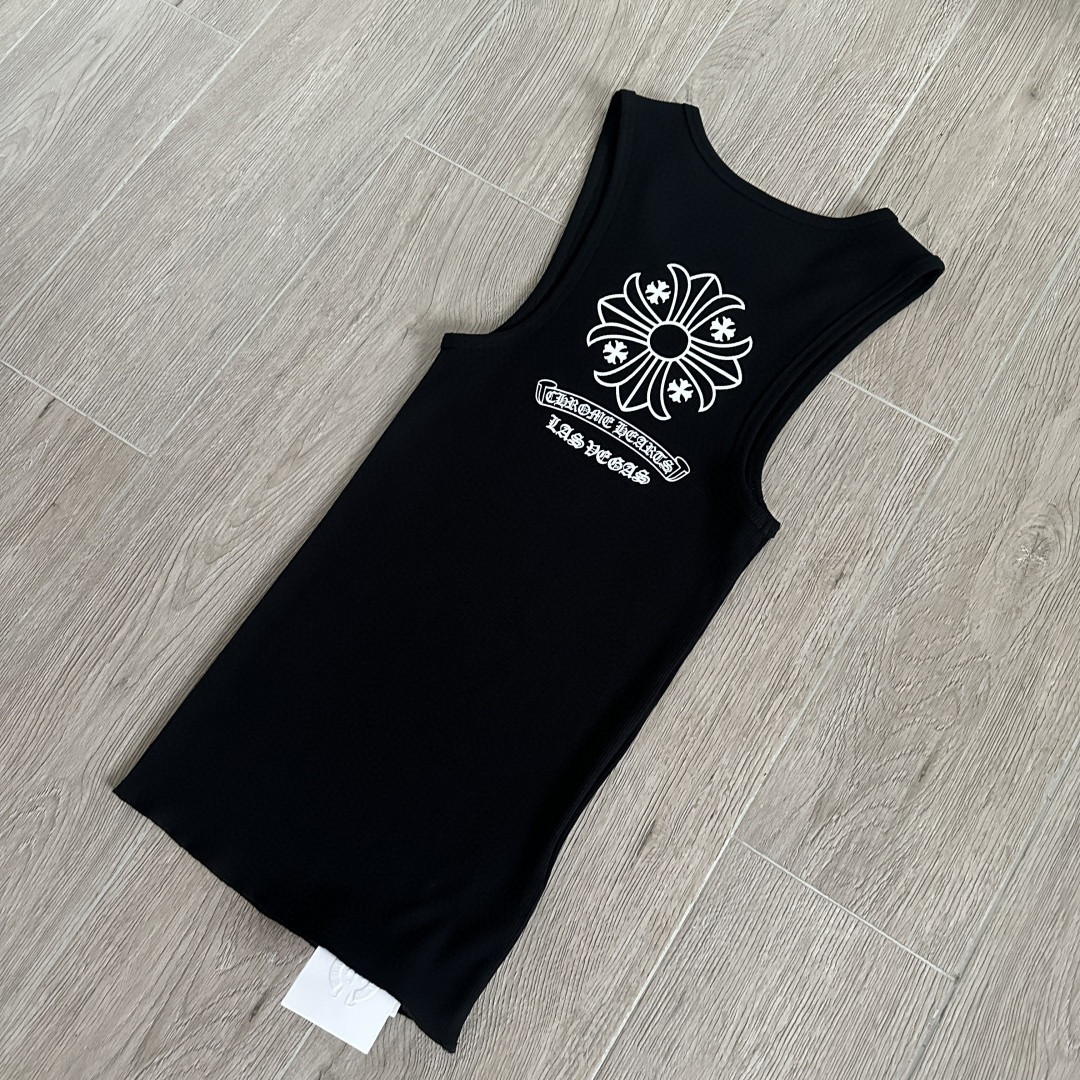 Chrome Hearts CH 克罗心 十字架卷轴印花背心 女款 黑色