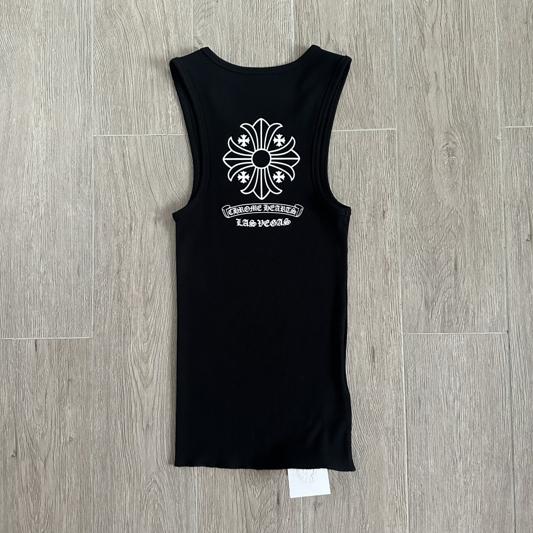 Chrome Hearts CH 克罗心 十字架卷轴印花背心 女款 黑色