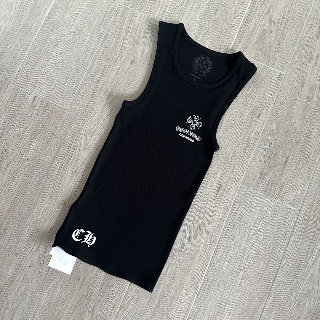 Chrome Hearts CH 克罗心 十字架卷轴印花背心 女款 黑色
