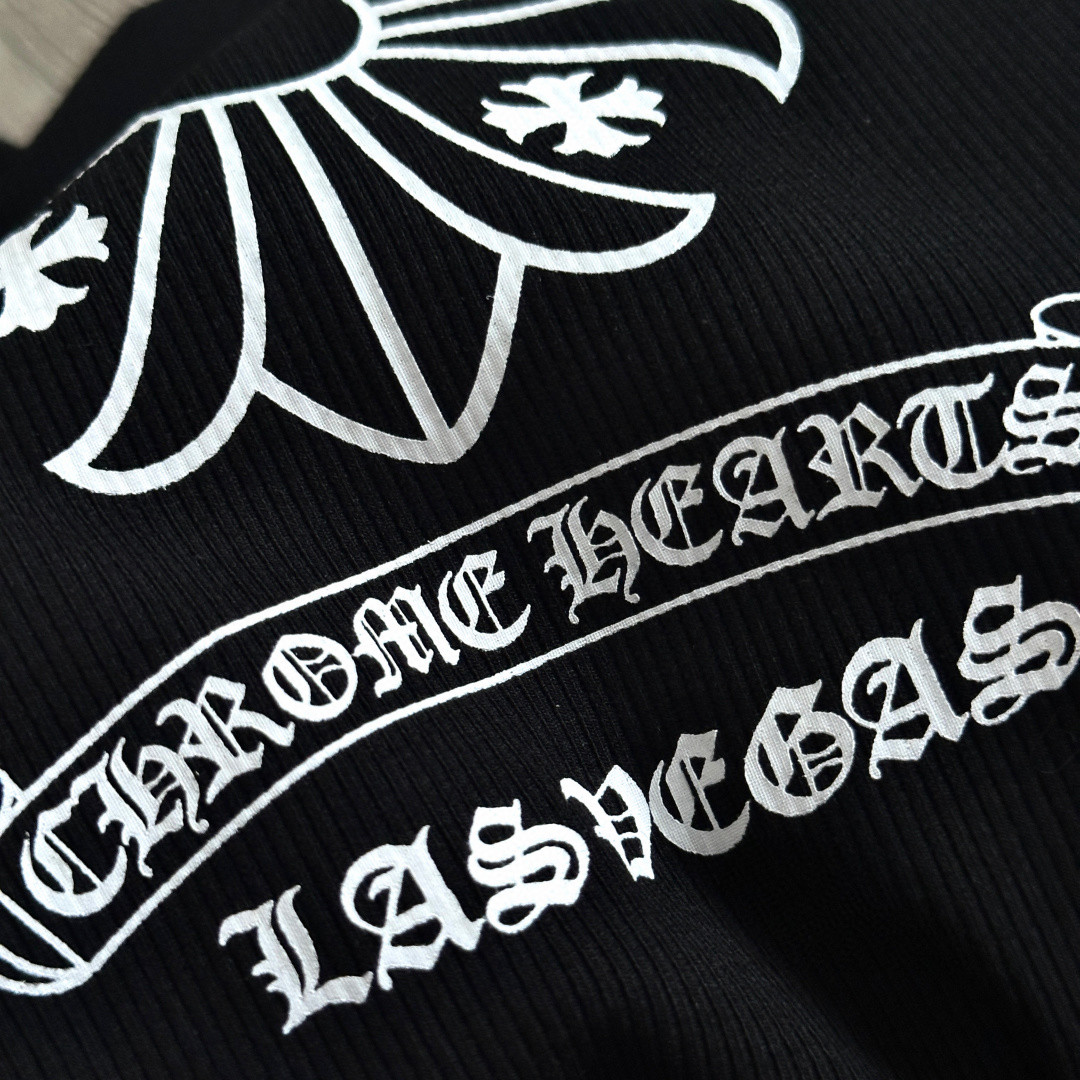 Chrome Hearts CH 克罗心 十字架卷轴印花背心 女款 黑色
