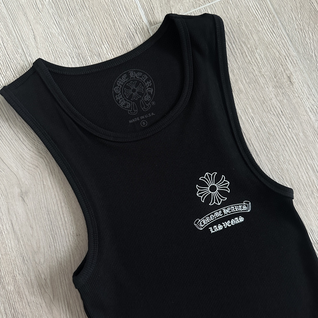 Chrome Hearts CH 克罗心 十字架卷轴印花背心 女款 黑色
