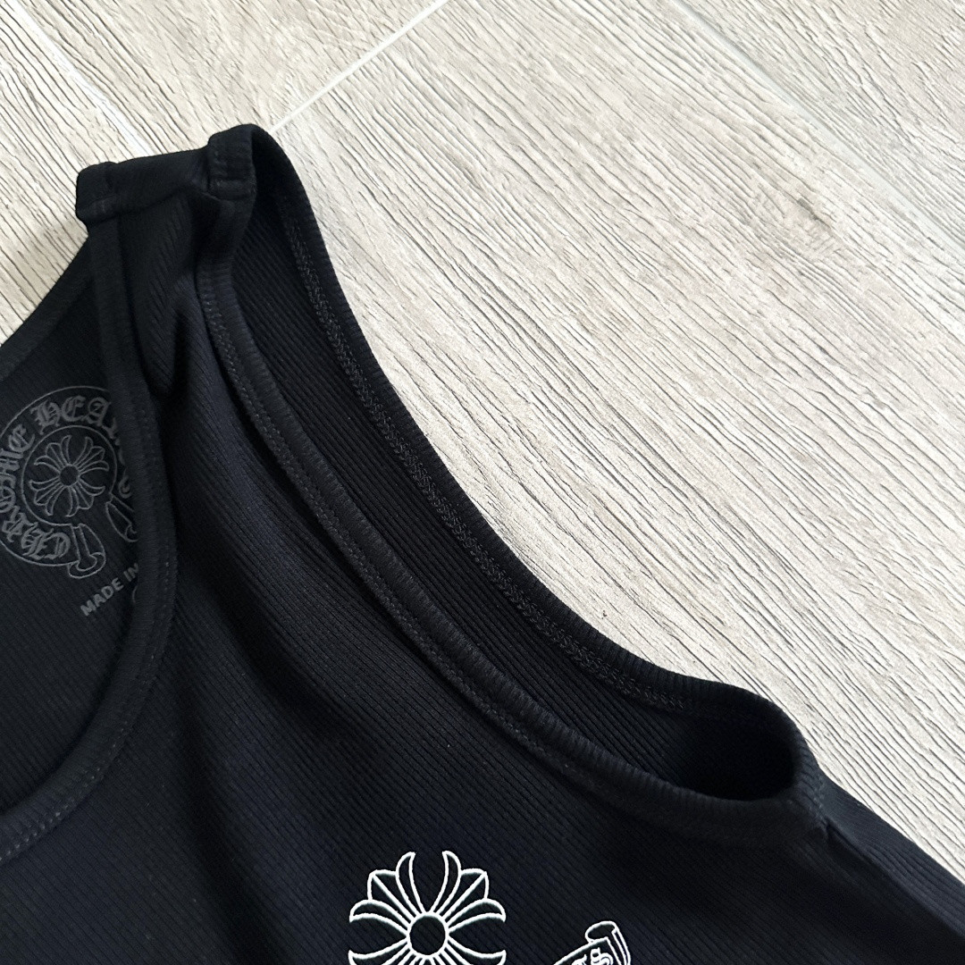 Chrome Hearts CH 克罗心 十字架卷轴印花背心 女款 黑色