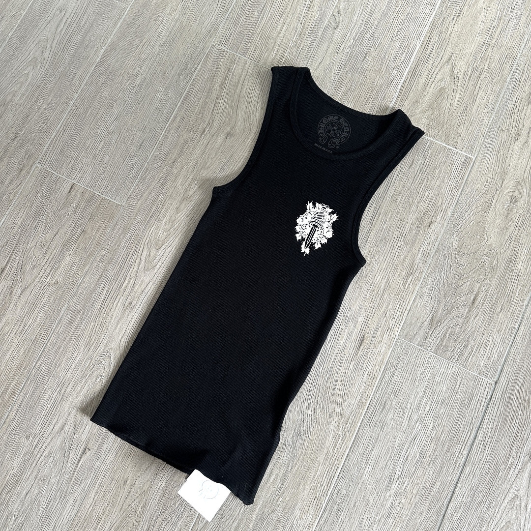 Chrome Hearts CH 克罗心 纽约限定款 胸前宝剑藤蔓印花背心 女款 黑色