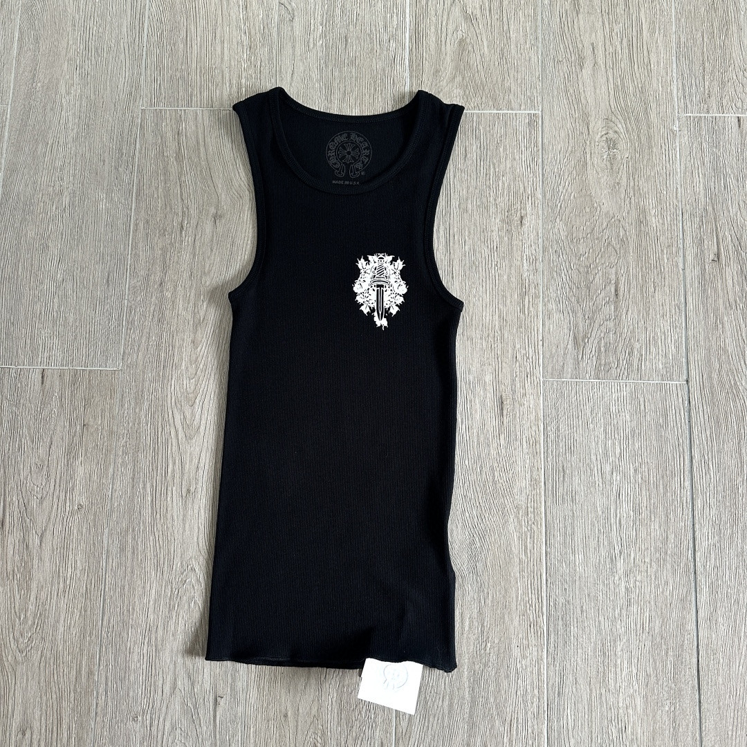 Chrome Hearts CH 克罗心 纽约限定款 胸前宝剑藤蔓印花背心 女款 黑色