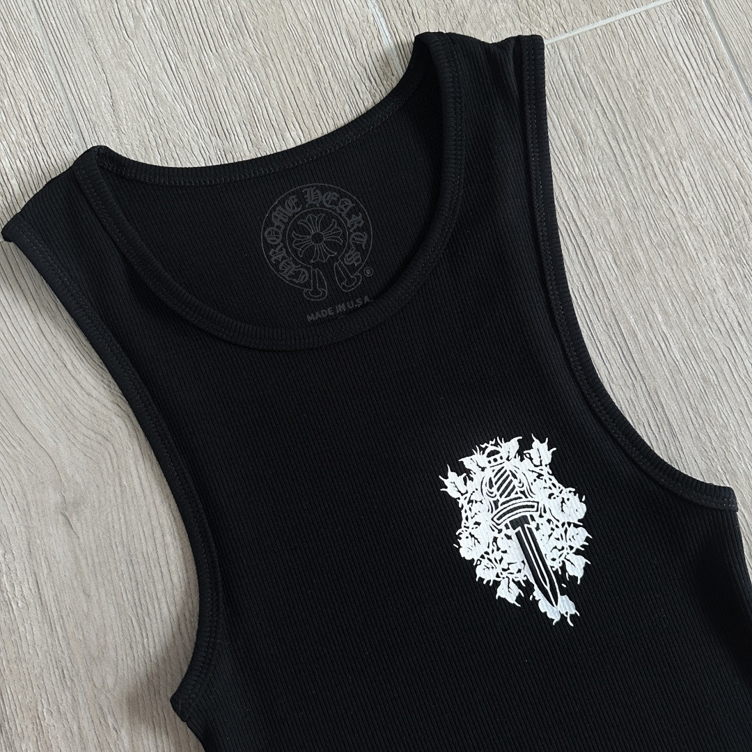 Chrome Hearts CH 克罗心 纽约限定款 胸前宝剑藤蔓印花背心 女款 黑色