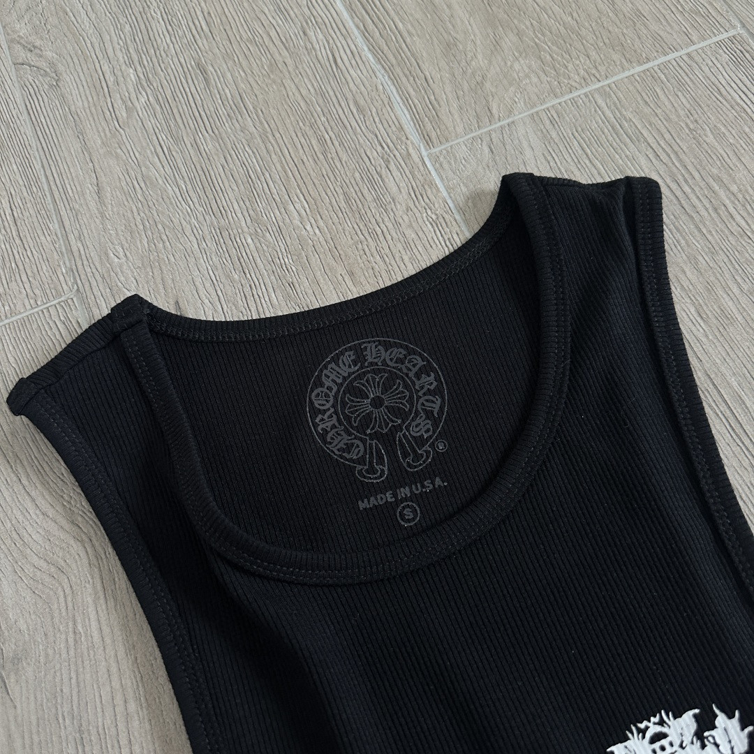 Chrome Hearts CH 克罗心 纽约限定款 胸前宝剑藤蔓印花背心 女款 黑色
