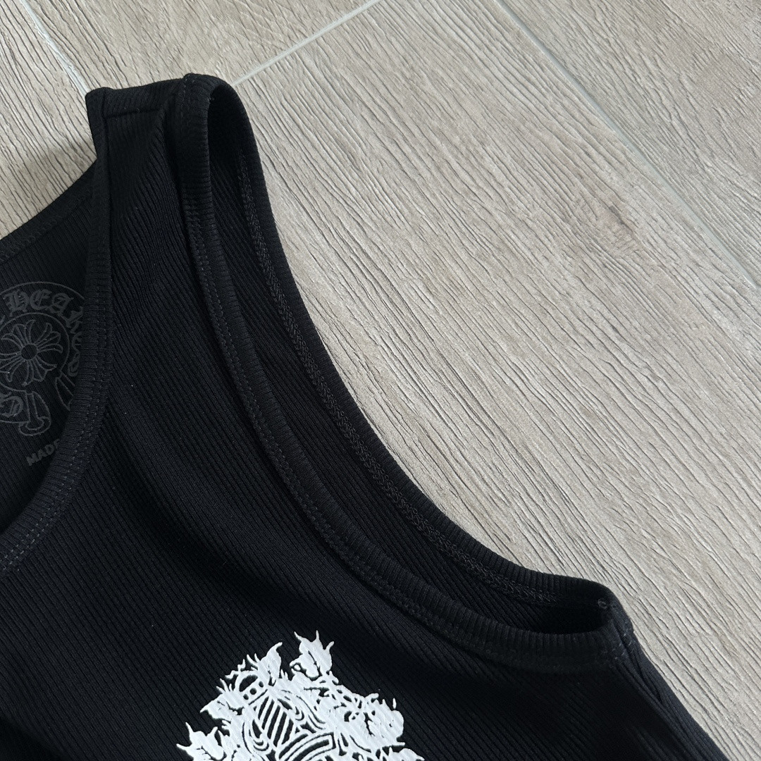 Chrome Hearts CH 克罗心 纽约限定款 胸前宝剑藤蔓印花背心 女款 黑色