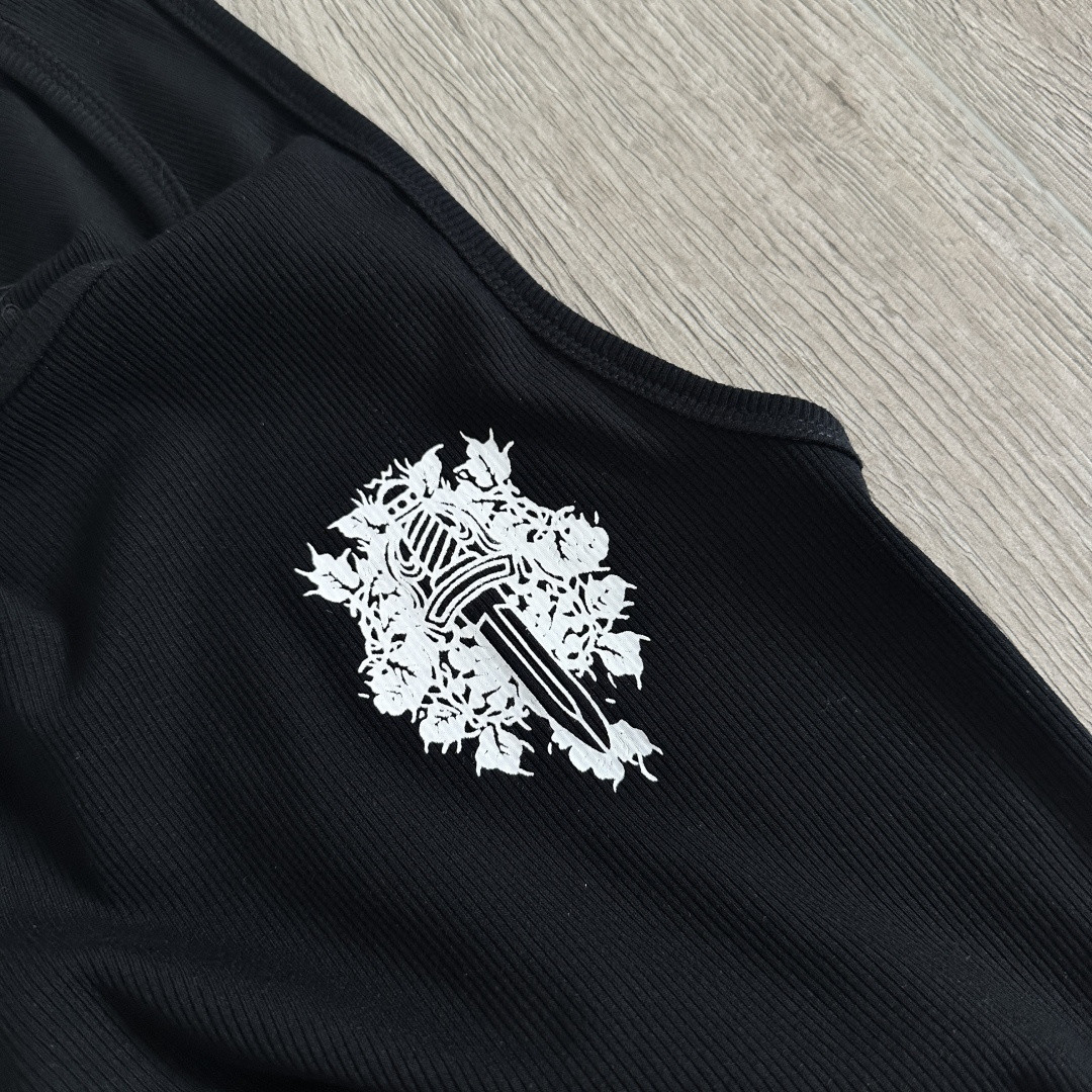Chrome Hearts CH 克罗心 纽约限定款 胸前宝剑藤蔓印花背心 女款 黑色