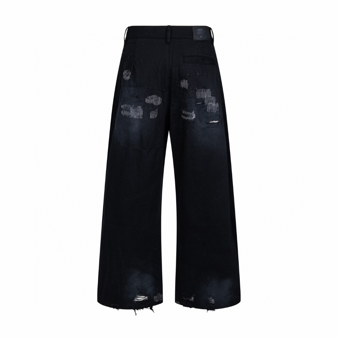 Acne Studios 1996系列废土破坏阔腿牛仔裤 长裤 裤子 黑色 B5 BK0731-900