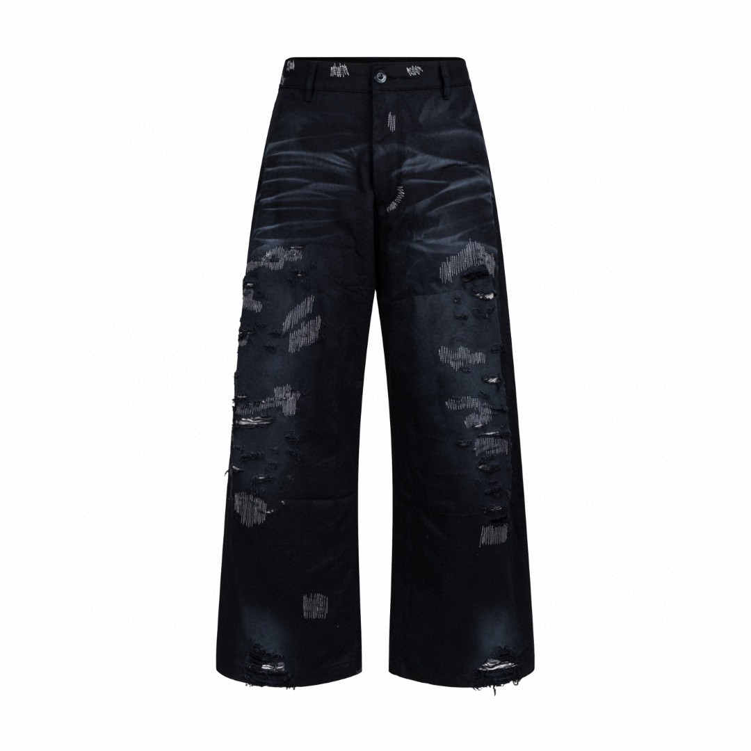 Acne Studios 1996系列废土破坏阔腿牛仔裤 长裤 裤子 黑色 B5 BK0731-900