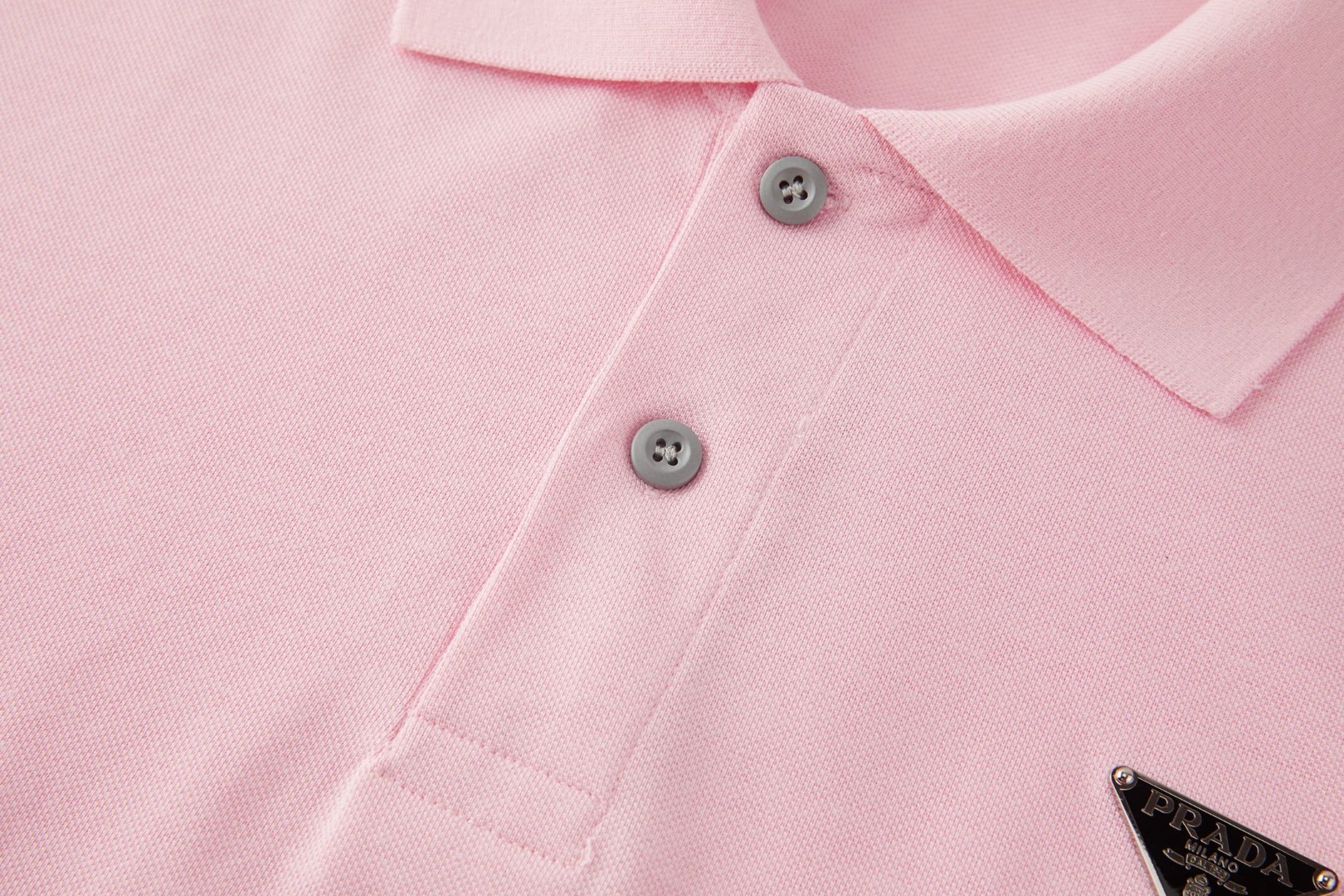 PRADA 普拉达 钢标翻领Polo衫 短袖 夏季 藏蓝色 粉色 A7 UJN444-1867-F0E18-S-WM3