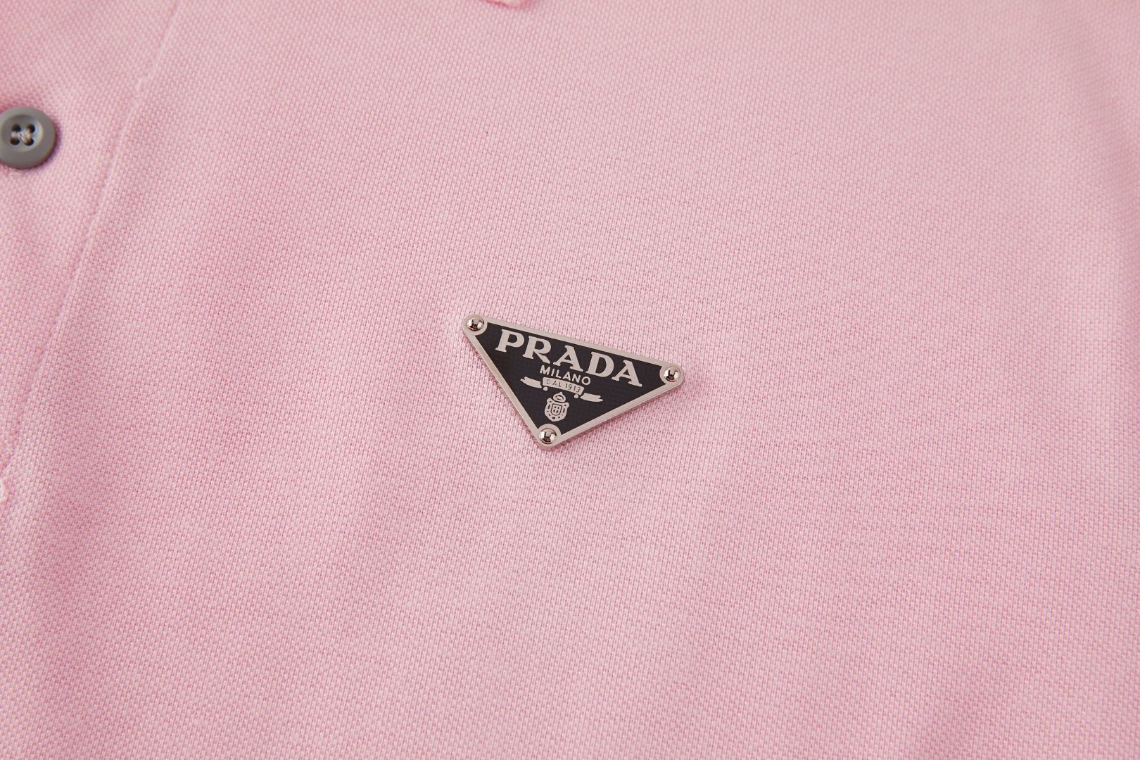 PRADA 普拉达 钢标翻领Polo衫 短袖 夏季 藏蓝色 粉色 A7 UJN444-1867-F0E18-S-WM3