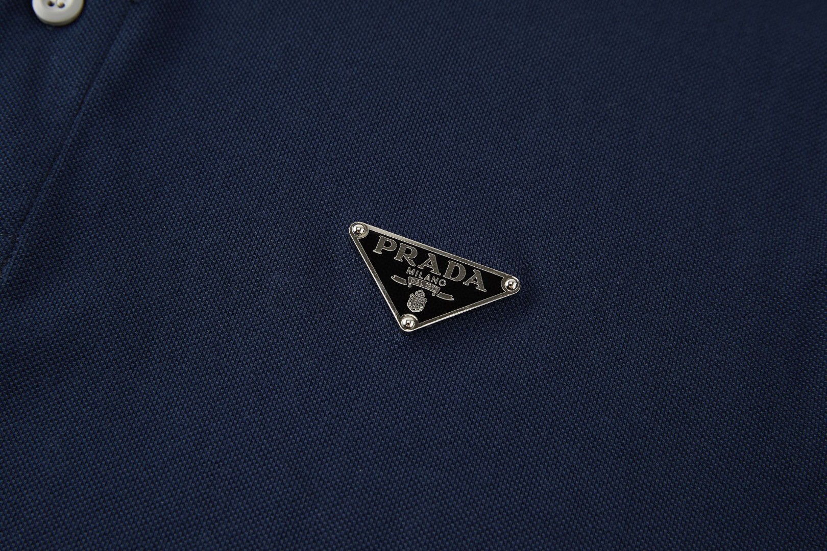 PRADA 普拉达 钢标翻领Polo衫 短袖 夏季 藏蓝色 粉色 A7 UJN444-1867-F0E18-S-WM3