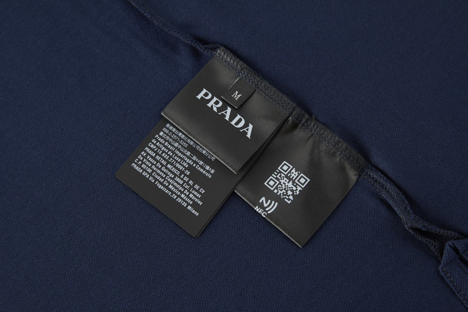 PRADA 普拉达 钢标翻领Polo衫 短袖 夏季 藏蓝色 粉色 A7 UJN444-1867-F0E18-S-WM3