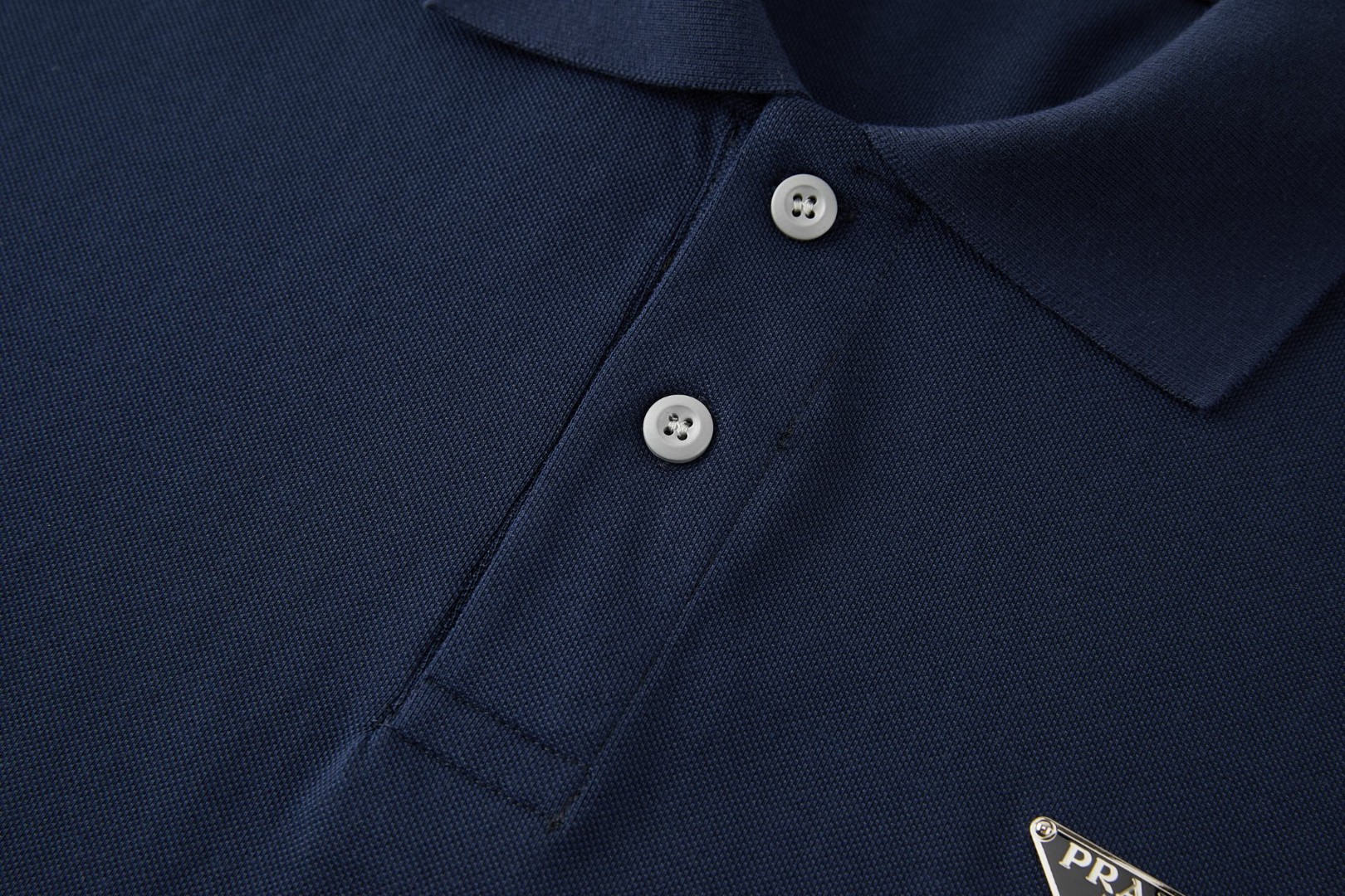 PRADA 普拉达 钢标翻领Polo衫 短袖 夏季 藏蓝色 粉色 A7 UJN444-1867-F0E18-S-WM3