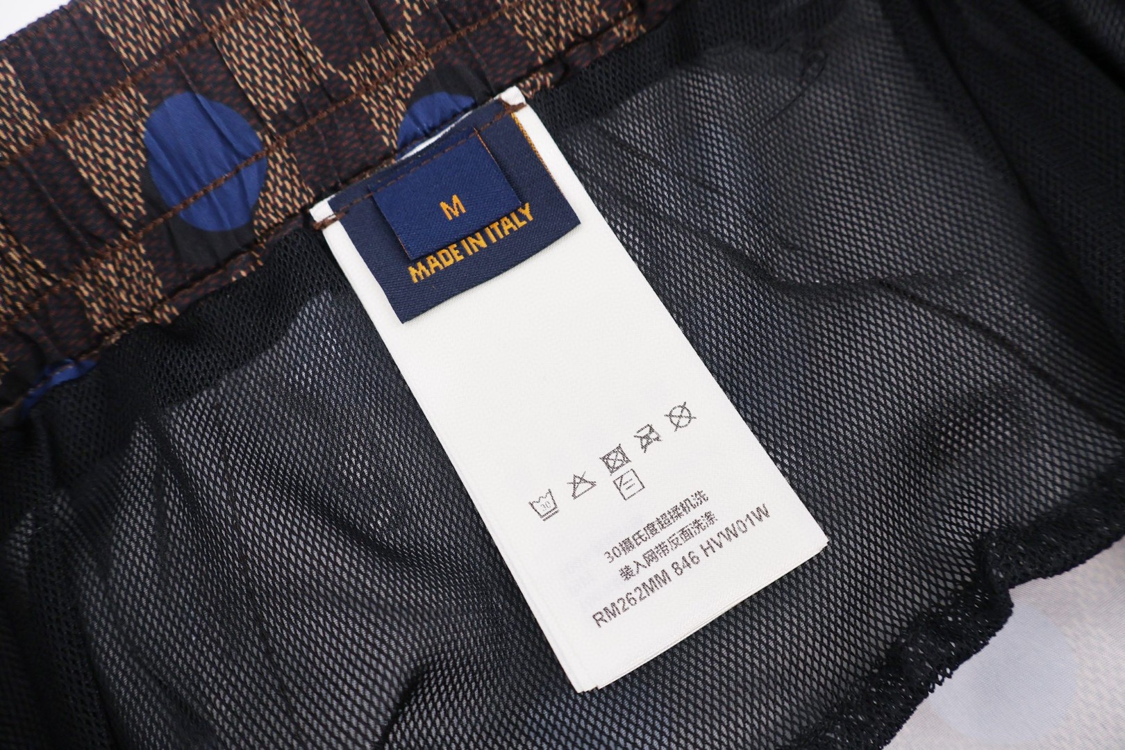 LOUIS VUITTON 路易威登 LV 棋盘格波点桑蚕丝 短裤 休闲裤 裤子 五分裤 棕色 B0 1AK7DB