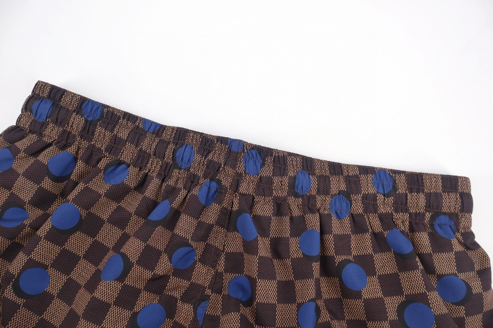 LOUIS VUITTON 路易威登 LV 棋盘格波点桑蚕丝 短裤 休闲裤 裤子 五分裤 棕色 B0 1AK7DB