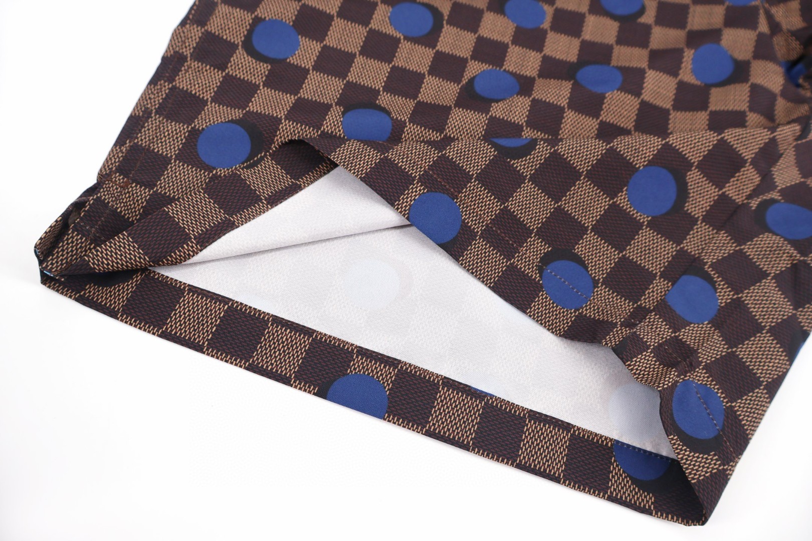 LOUIS VUITTON 路易威登 LV 棋盘格波点桑蚕丝 短裤 休闲裤 裤子 五分裤 棕色 B0 1AK7DB